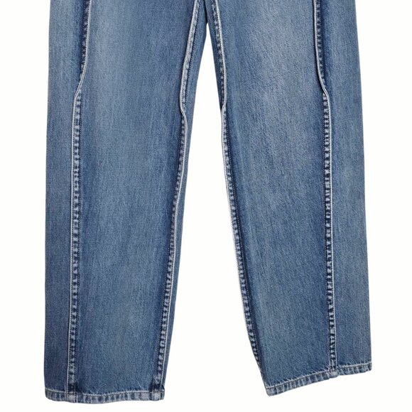 Tibi Spring Denim Tuck Classic Blue Jean High Waisted Pleated Pants Size‎ 24 - Picture 6 of 13